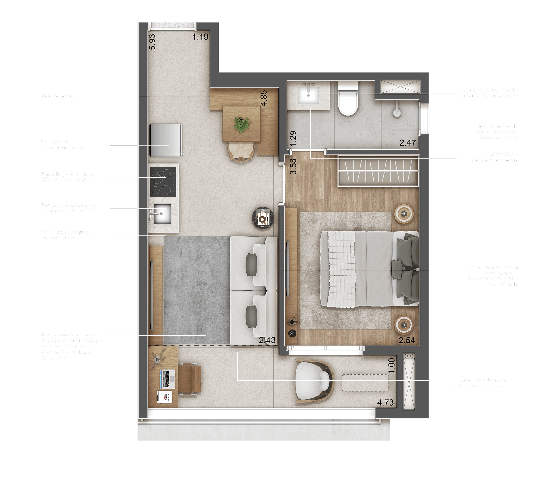 35 m² | 1 dorm
